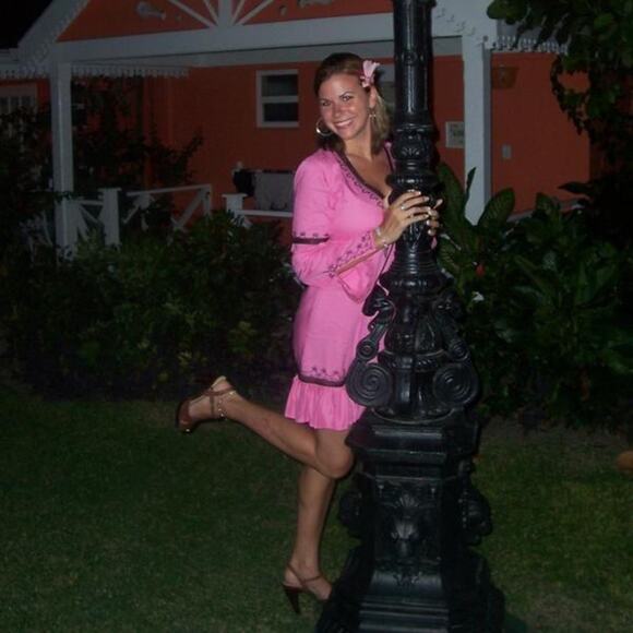 Moda International Embroidered Pink Long Sleeve Dress with Brown Trim Size M - Picture 15 of 15